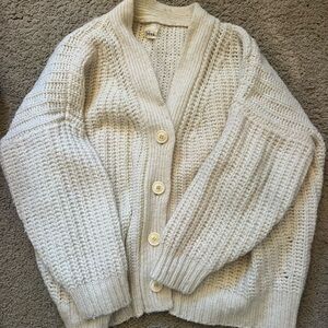 Babaa Cream Chunky Knit Button-Front Cardigan